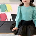 thumbnail image 4 of Skymirror Baby Girls Puff Long Sleeve Sweaters Tops Shirts Spring Summer Ribbed Knit Crewneck T Shirt Tops Tee Blouse, 4 of 7