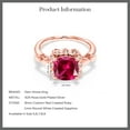 thumbnail image 6 of Gem Stone King 18K Rose Gold Plated Silver Red Created Ruby and White Created Sapphire  Ring for Women (2.60 Cttw, Gemstone July Birthstone, Cushion 8MM, Size 7), 6 of 6