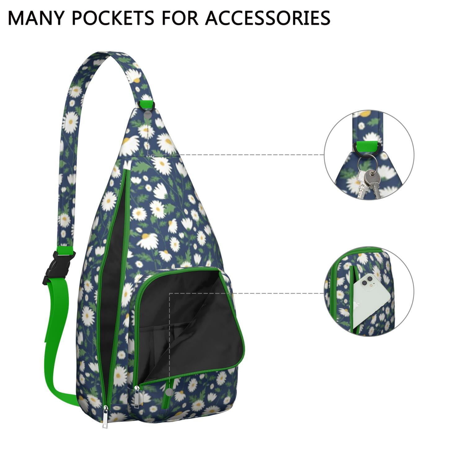 Lightweight Waterproof Sling Bag with Sunflower Pattern for Women