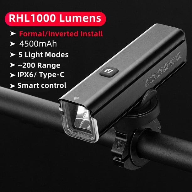 Luz de bicicleta ROCKBROS, faro delantero para manillar de bicicleta, lámpara frontal para ciclismo de montaña, linterna recargable por USB, luz trasera de seguridad Tan Jianjun unisex