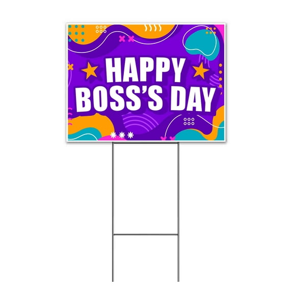 Happy Boss's Day (18" x 24") Yard Sign, Includes Metal Step Stake