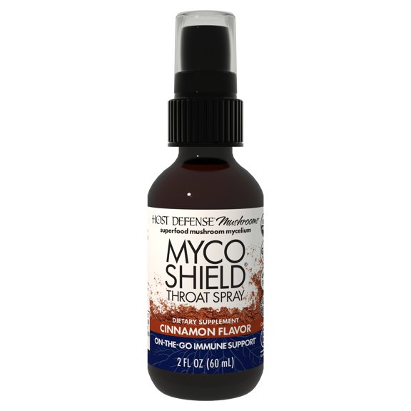 Host Defense MycoShield Throat Spray - Cinnamon Flavor, 2 fl oz (142 Servings)