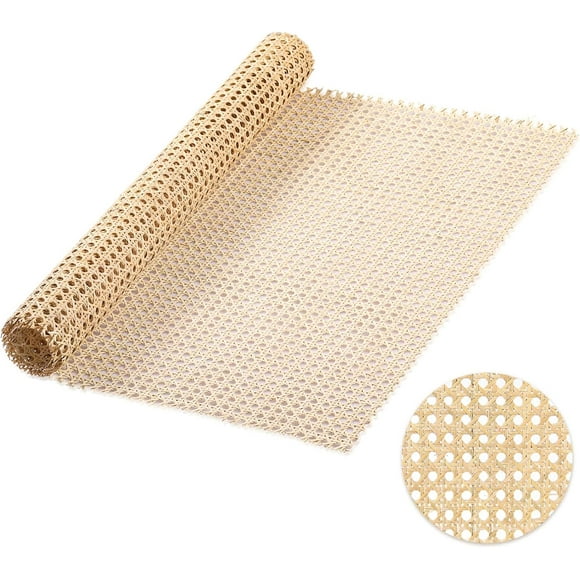 Cane Rattan Webbing Roll, 21.7inch x 3.28ft Woven Open Rattan Mesh Natural Rattan Webbing for Caning Projects Star Anise Wide Rattan for DIY Crafts Cabinet Chair Furniture