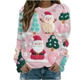 thumbnail image 2 of Uootdi Gift Plus Size Christmas Womens Long Sleeve Sweatshirt Funny Xmas Tree Santa Reindeer Snowman 3D Print Graphic Sweatshirts Crewneck Xmas Holiday Tops, 2 of 6