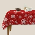 thumbnail image 5 of Merry Christmas Square Tablecloth 52 Inch Winter Red White Snowflakes Square Tablecloth for Christmas Washable Xmas Holiday Table Cloth for Home Dining Room Party Indoor Decor, 5 of 8