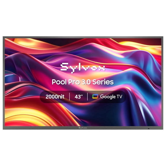 SYLVOX Outdoor TV, 43" Google TV with Dobly Atmos, Google Assistant, 4K 2000nits Full Sun Outside Television, IP56Waterproof for All Weather (Pool Pro 3.0 NEW)