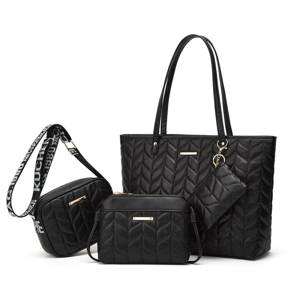 4pcs/Set Women Wave Large Capacity Tote Bag Set Fashion Mutil-Function Single Shoulder Bags Handbag Wallet Suit Crossbody Bag