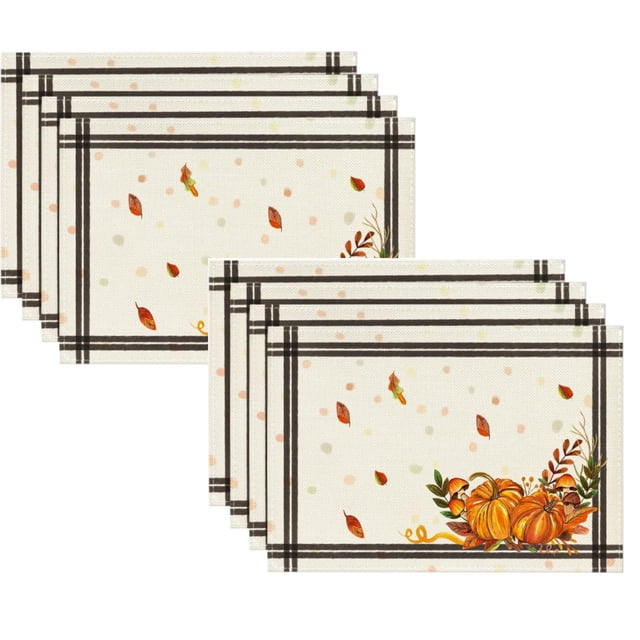 Oleegame Napperon 2 Pcs Citrouilles Feuilles Napperons pour Table à Manger 12 Jaune