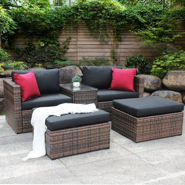 Black 2024 rattan loveseat