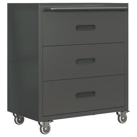 Izzovium 3-Drawer Mobile Tool Chest with Lockable Wheels, Steel Cabinet Organizer, Black