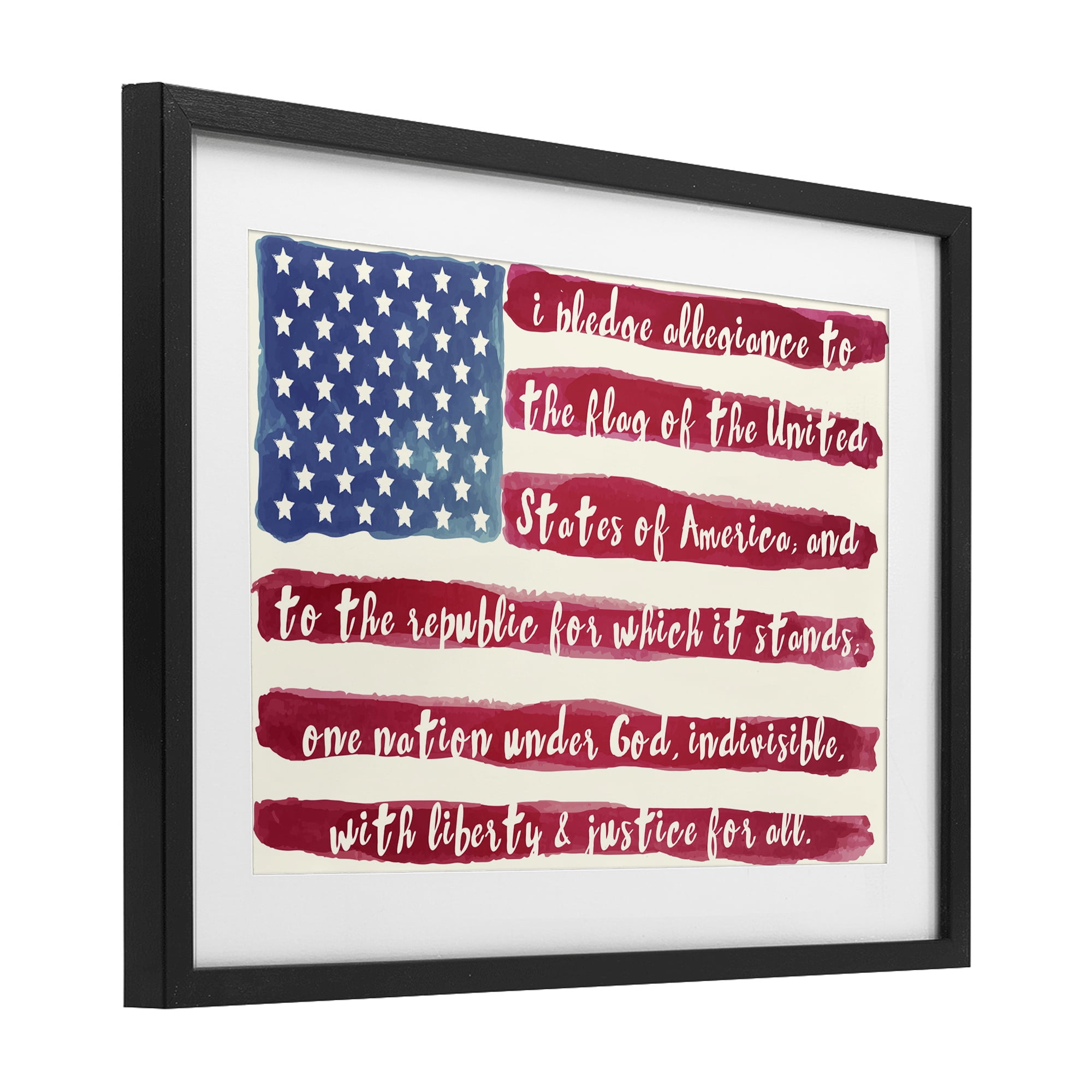 Stupell Industries Pledge Of Allegiance Flag Stripes Black Framed Print Under Glass, design by Sophie 6