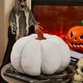 thumbnail image 2 of Halloween Plush Pumpkin Pillow, Soft Stuffed Ornament for Fall & Thanksgiving Decor, 8″, White, 2 of 12