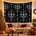 thumbnail image 3 of White Starburst Compass Pattern on Black, Mystical Gothic for Witchcraft Decor Lovers, Celestial Home Decor Halloween Gift Tapestry Wall Hanging for Bedroom, Living Room and Dorm, 3 of 7