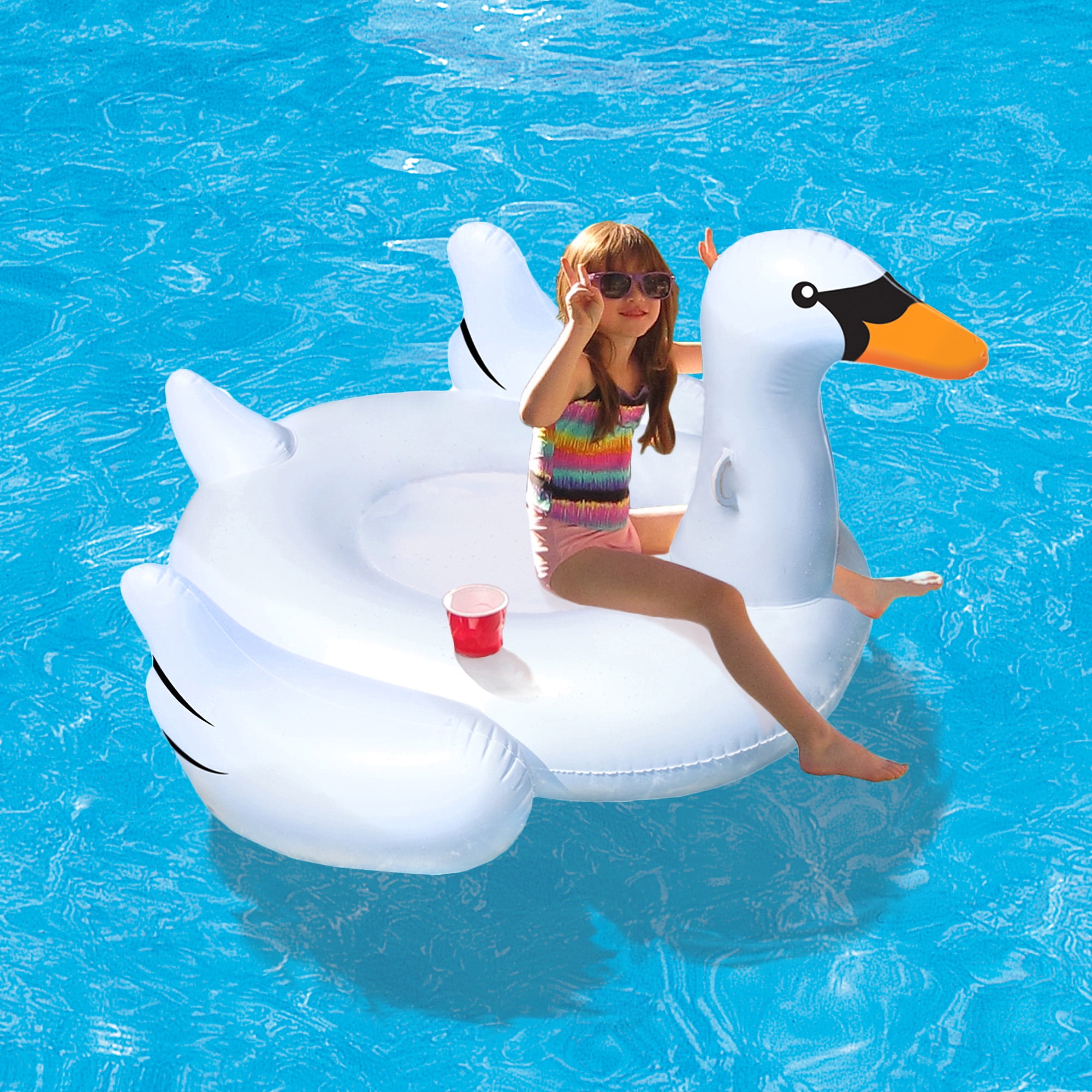 Black swan Inflatable adult Floaties Pool Toys Float Ride-On Swimming Ring tube