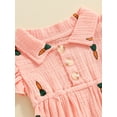 thumbnail image 5 of FEORJGP Toddler Little Baby Girl Summer Romper 0 3M 6M 12M 18M Infant Fly Sleeve Jumpsuit Carrot Print Button Front Bodysuit Newborn Kids Fashion Cute Sweet Comfy Playsuit for Daily Vacation, 5 of 7