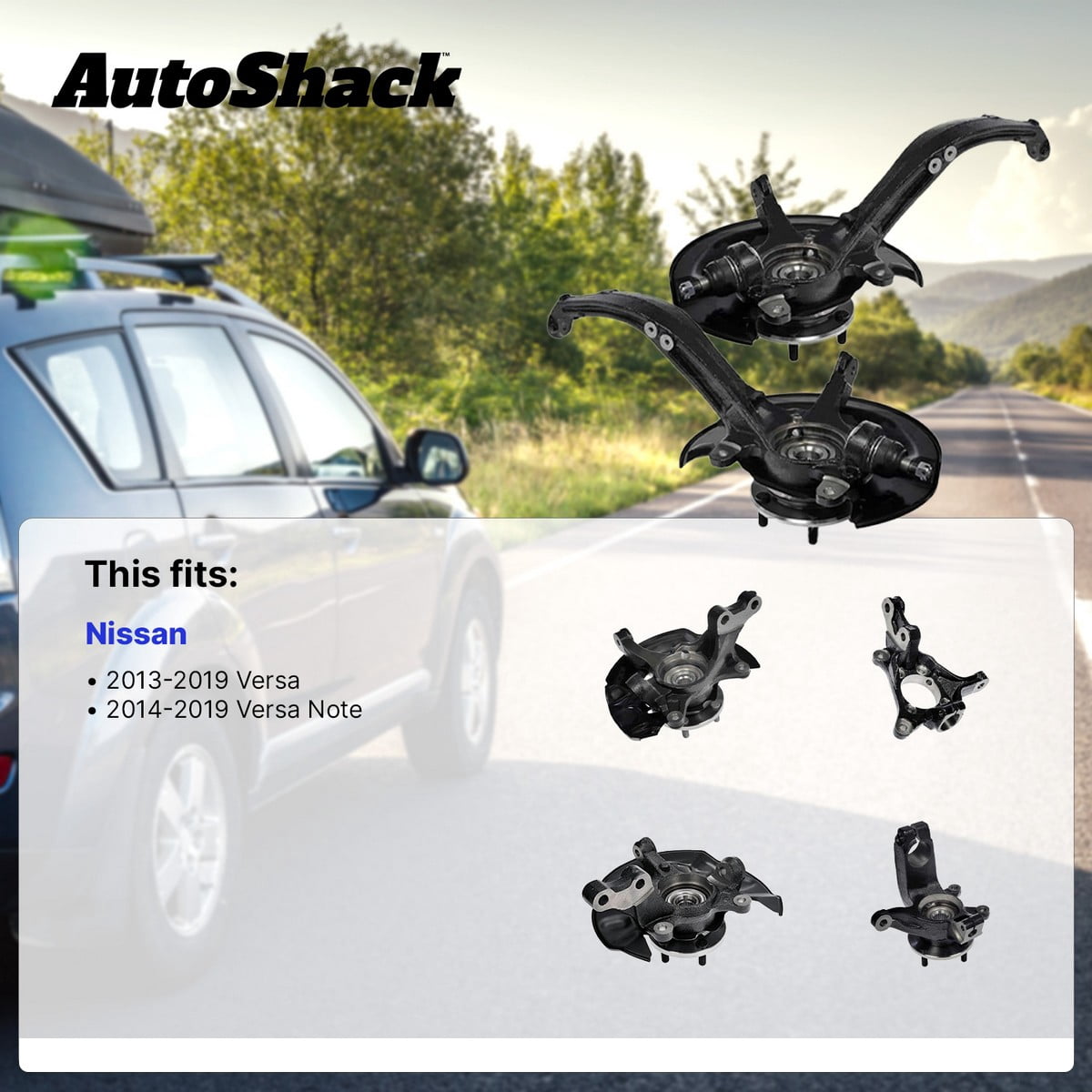 AutoShack Front Loaded Steering Knuckle and Wheel Hub Bearing Assembly - Driver Side for Nissan, Versa 2013-2019 Versa Note 2014-2019, FWD L4 1.6L - with ABS