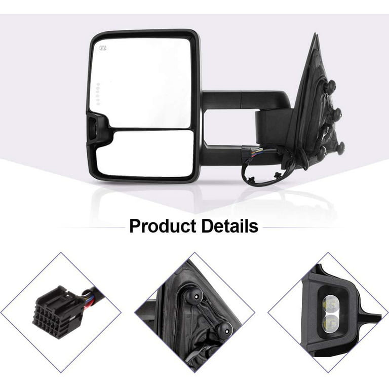 SCITOO Towing Mirrors Tow Mirrors Black Truck Mirrors fit for 2014-2018 for  Chevy for GMC 1500 2015-2019 for Chevy for GMC 2500 HD 3500 HD with Pair