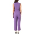 thumbnail image 3 of INSPIRE CHIC Combinaison Courte Sans Manches à Col Châle pour Femme avec Ceinture pour Bureau L Violet, 3 of 6