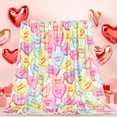 thumbnail image 2 of Valentine''s Day Fuzzy Blanket Conversation Candy Heart Throw Blanket Colorful Cozy Flannel Blanket for Home Bed Sofa Couch Chair, 50 x 60 Inch, 2 of 6