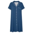thumbnail image 6 of yillto Women Nightshirts Buttons down Nightgown Short Sleeve V Neck Sleepwear Pajamas Dress with Pockets, 6 of 7
