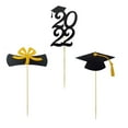thumbnail image 1 of 48 adornos para cupcakes de graduación de 2022 con purpurina para aperitivos, palillos de comida para fiestas universitarias y decoraciones. oro negro, 1 of 8
