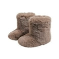 thumbnail image 4 of Miluxas Kids Fuzzy Snow Boots Fluffy Outdoor Round Toe Flat Boots Winter Warm Faux Plush Snow Shoes for Girls and Boys Coffee 13.5 M(32), 4 of 8