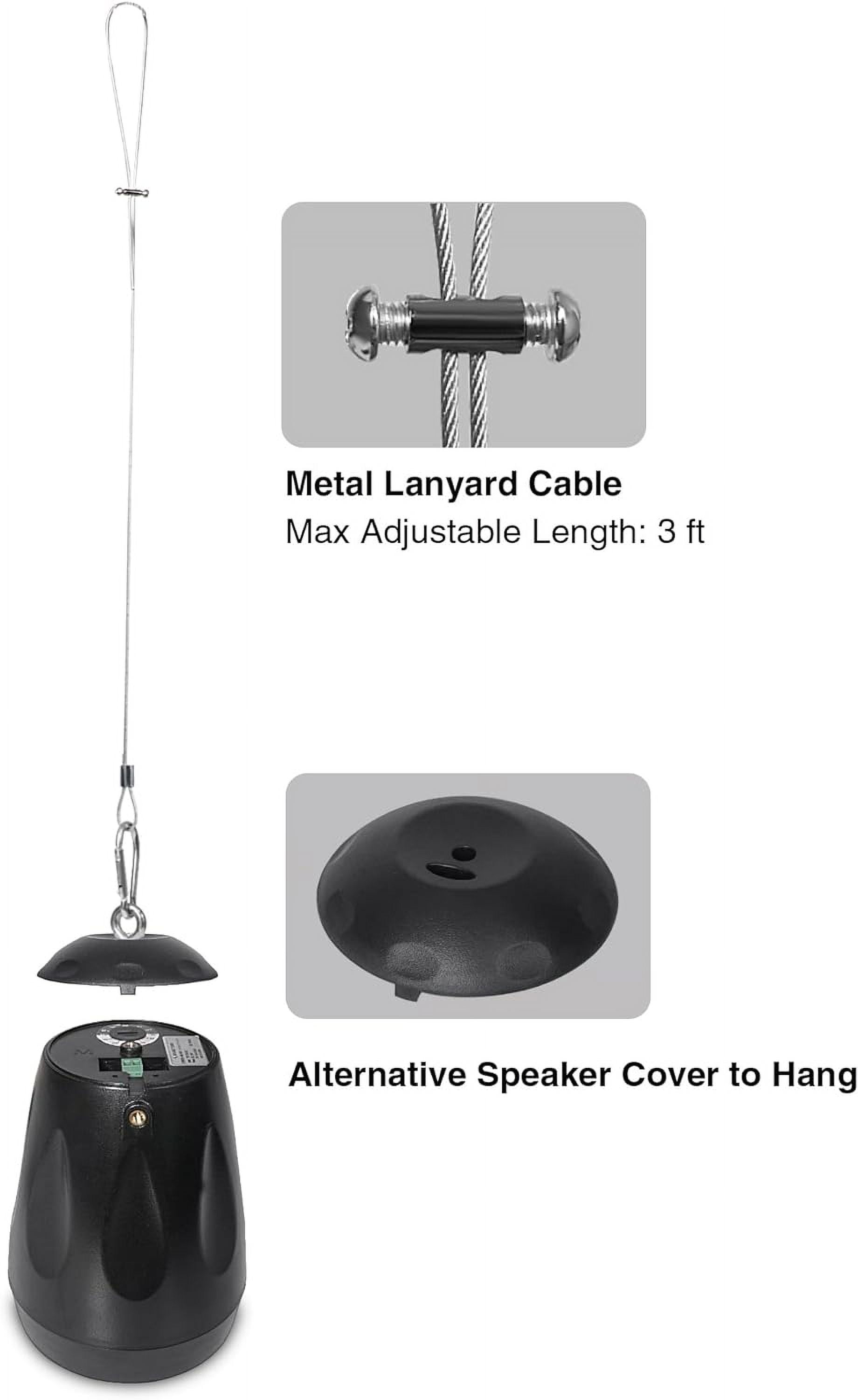 Sound Town Commercial Restaurant Bluetooth Amplifier + Pendant Speaker Set, with One 2-Zone 70V/100V Amplifier with Bluetooth, 4 x All-Weather 4-Inch Pendant Speakers, Black (PAC80X4PD4B)