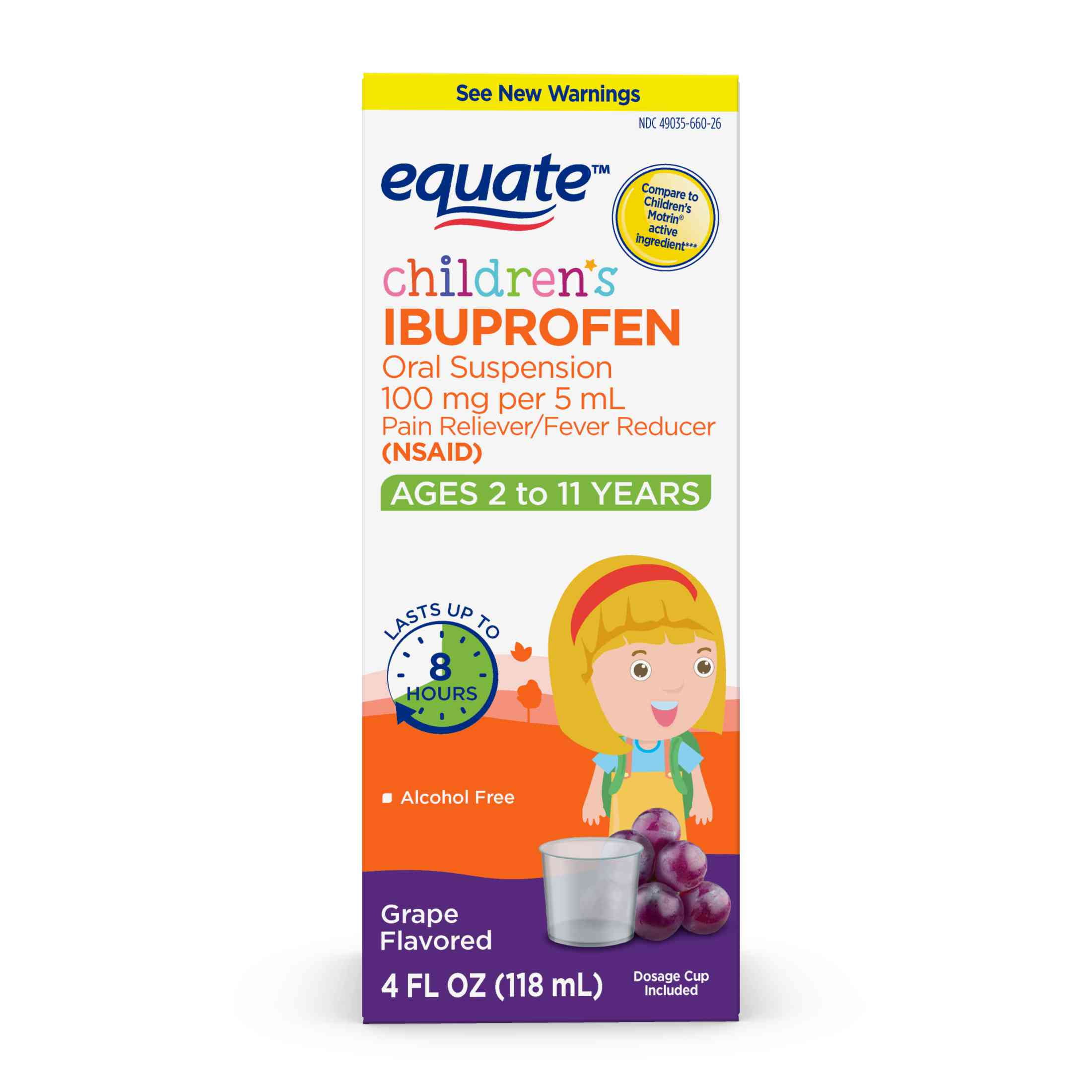 EquateChildren's Ibuprofen Oral Suspension 100 mg per 5 mL, Pain