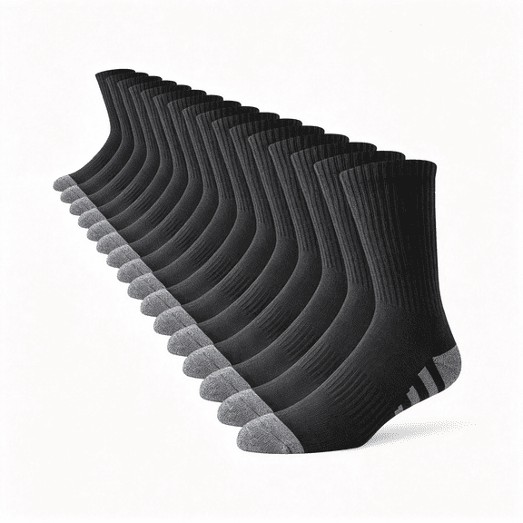 OQRKI Joynée 8 Pairs Mens Crew Work Cushion Socks Long Athletic Running Socks Workout Breathable Socks Large Fit Mens Socks Size 10-13