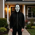 thumbnail image 5 of Horror Ghost Face Full Zip Hooded Sweatshirt, Novelty Masked Hood Activewear Apparel for Adults Halloween Cosplay, 5 of 5