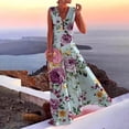 thumbnail image 1 of Lenago Robes Grande Taille pour Femmes 2023 Mode Décontractée Été Sans Manches Col en V Robe Imprimée Fermeture Éclair Robe Longue Robes de Plage en Solde, 1 of 5
