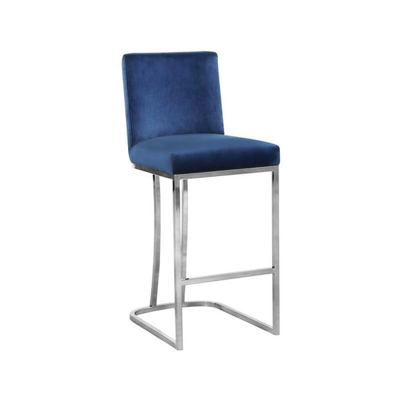 Meridian Furniture Heidi 26"H Velvet Counter Stool in Navy