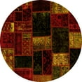 thumbnail image 1 of Ahgly Company Machine Washable Indoor Round Patchwork Yellow Transitional Area Rugs, 6' Round, 1 of 4