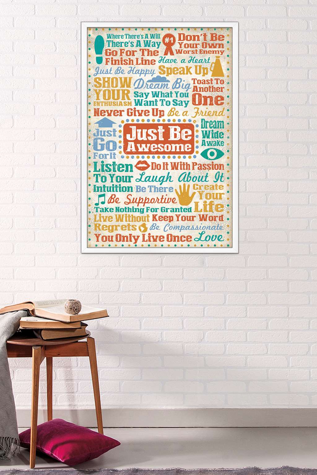 Just Be Awesome Wall Poster, 22.375" x 34", Framed