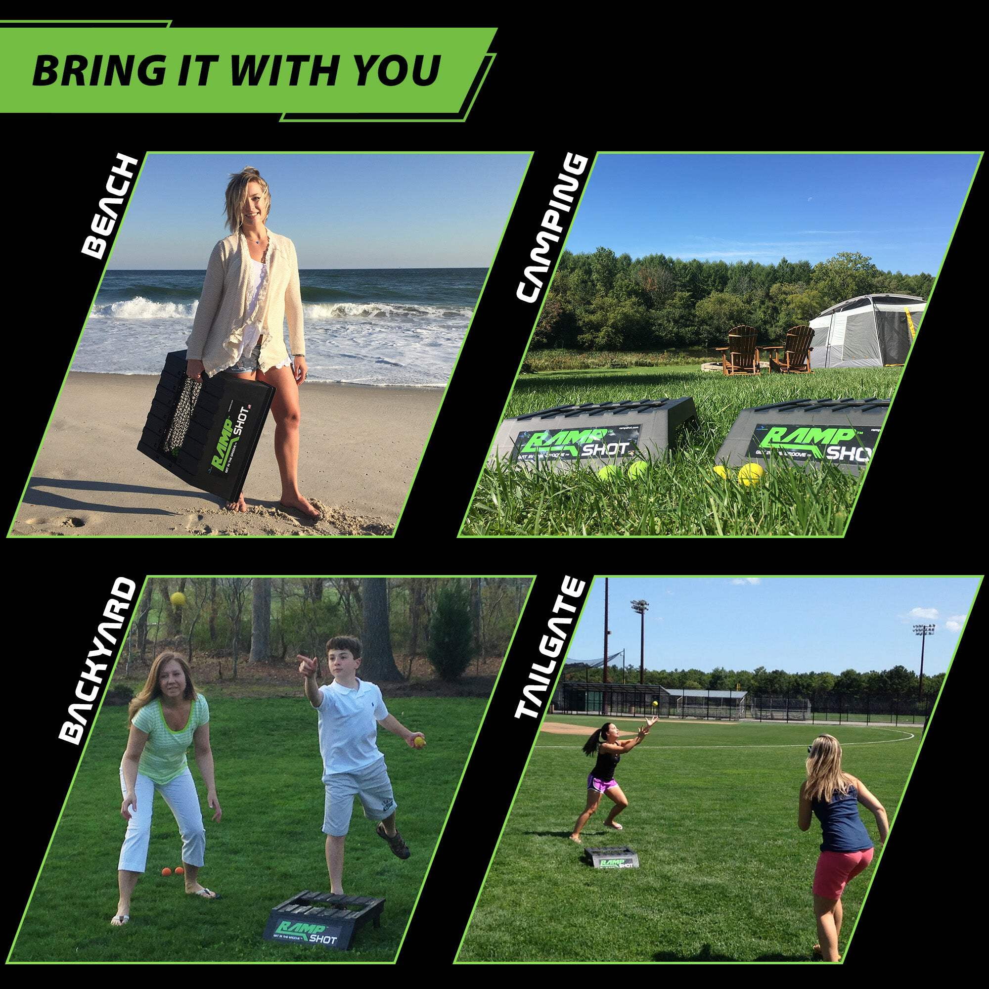 RampShot Toss Game - Game for The Backyard, Beach, Park, Indoors - Portable and Easy to Carry includes 4 Balls, Stickers and Rule Book