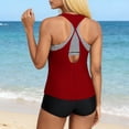 thumbnail image 5 of YTCAMLO 3 Piece Womens Swimsuits Modest Bathing Suits Casual Cross Back Tank Top and High Waist Shorts, Striped Printed Quick Dry Swimwear, Red XXL, 5 of 6