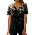 thumbnail image 2 of Jacenvly Summer and Fall Tops for Women Crew Neck T Shirt Comfortable Misses Stylish Casual Printing Short Sleeve Loose Tee Peplum Tops Tunic Blouse, 2 of 5
