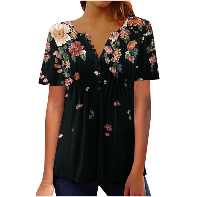 Birdeem Femmes Mode Décontractée Chemises Imprimées Manches Courtes T-Shirt Ample Hauts Tunique Blouse