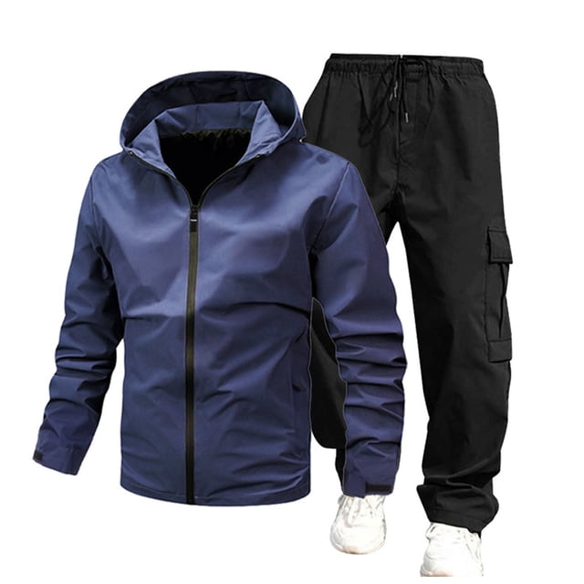 Ensemble de Veste à Capuche Décontractée pour Hommes pour Sports Extérieurs au Printemps et Automne