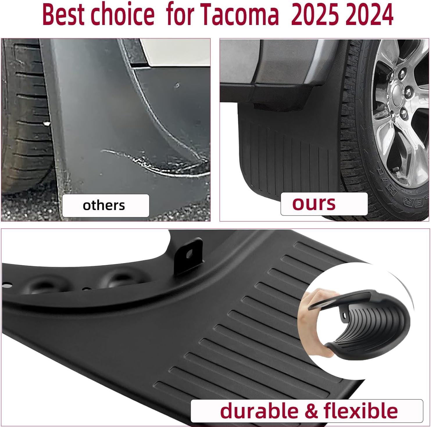 Mud Flaps Kit for 2024 2025 Toyota Tacoma Accessories Mud Splash Guard Front Rear 4pcs