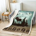 thumbnail image 2 of Moose Blanket Rustic Pine Trees 30"x40" Throw Blanket ,Woodland Animals Fleece Blanket Retro Brown Lodge Cabin Blankets,Wildlife Reindeer Elk Deer Paw Print Farmhouse Decor, 2 of 6