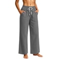 thumbnail image 5 of KIHOUT Womens Wide Leg Pants High Waisted Solid Color Casual Loose Fit Drawstring Elastic Waistband Trousers with Pockets Long Pants, 5 of 6