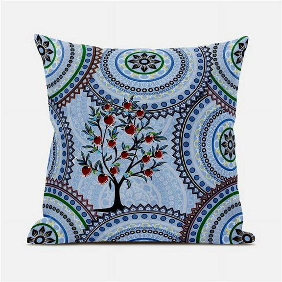 Amrita Sen Boho Mandala Plant Indoor/Outdoor Pillow with Removable Cover in Blue Brown Green20x20