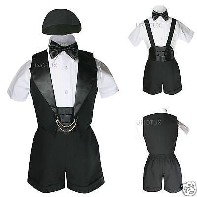 

Baby Shower Boy Easter Church Christening Baptism Formal Tuxedo Suits Black 0-2T
