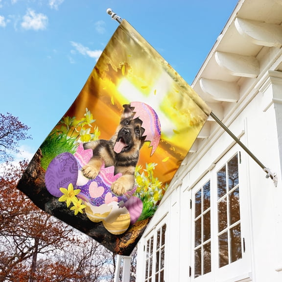 Puppy German Shepherd Is Ready For Easter Flag - Garden Flag (11.5" x 17.5")