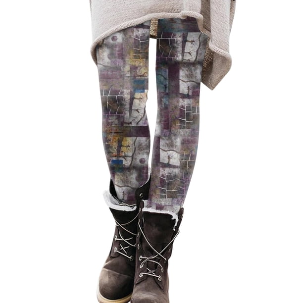 Gibobby Mujeres Pantalones Térmicos Leggings Pantalones de bota con estampado informal de primavera y otoño para mujer(Morado,M)