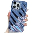 thumbnail image 2 of for iPhone 14 Pro Max Case 6.7" Curly Wave Frame Shockproof Phone Cover 3D Water Ripple Pattern Camera Lens Protection Bling Plating Soft TPU Case for Women Girls(Blue,for iPhone 14 Pro Max), 2 of 13