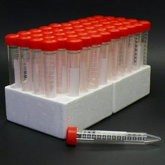Centrifuge Tubes 15 mL, Cap Color: Red (PACK OF 500) Conical-Bottom Flat, PP, Non-Sterile by Sponix BioRx