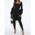 thumbnail image 4 of Women Fall Bodycon Jumpsuits Solid Color Square Neck Long Sleeve Long Rompers Fashion Skinny Playsuits Streetwear, 4 of 10