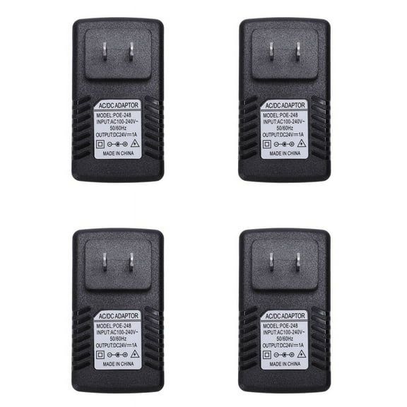 4X Power Supply Ethernet POE Injector Adapter for IP Phone Gateway IP Camera(24V/1A US Plug)
